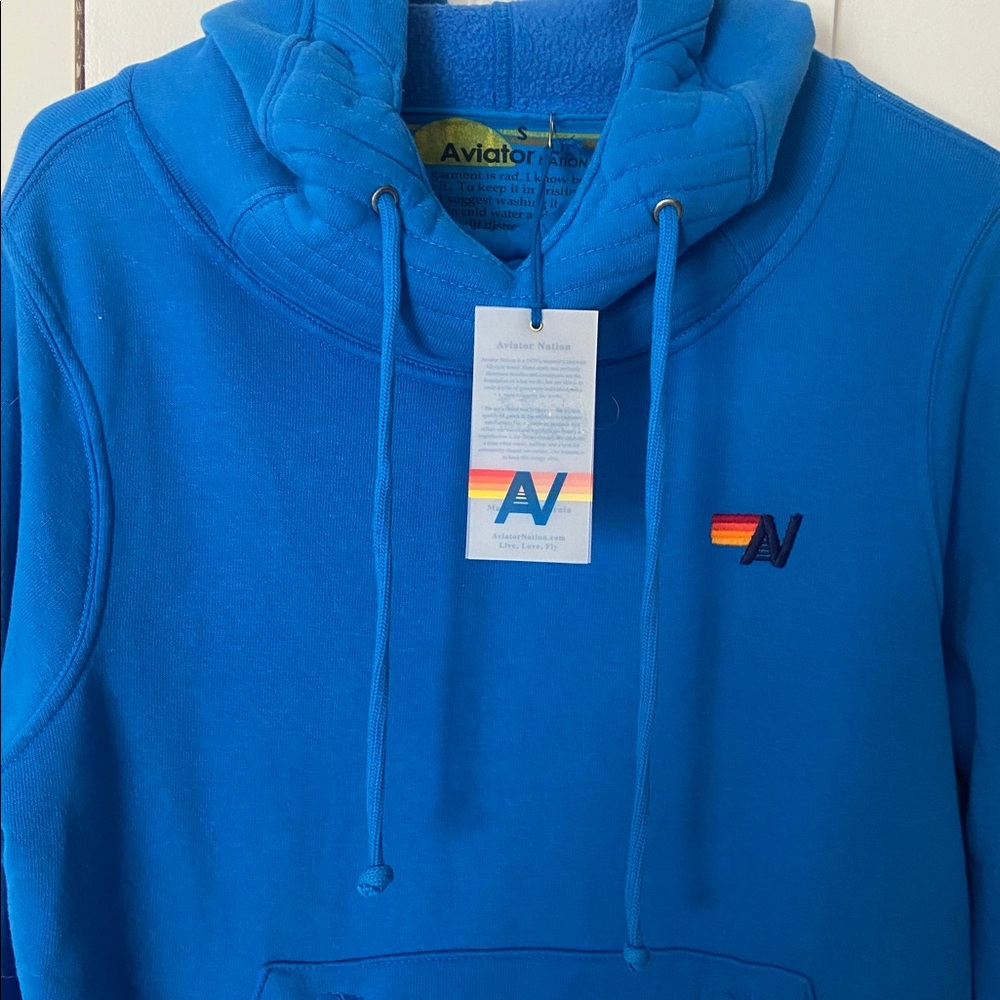 AVIATOR NATION Ninja Hoodie Ocean Blue Size Small NWT